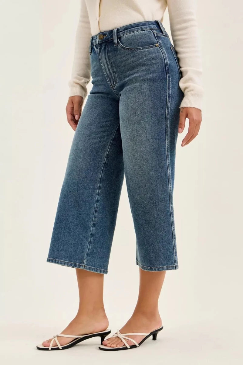 Judy Blue High Waist Wide Crop Fade Jeans