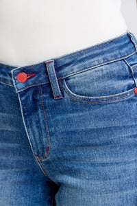 Judy Blue Plaid Print Cuff Bf Jeans