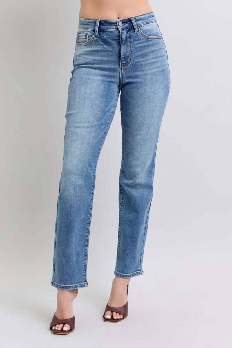 Judy Blue Vintage Wash Thermal Straight Jeans