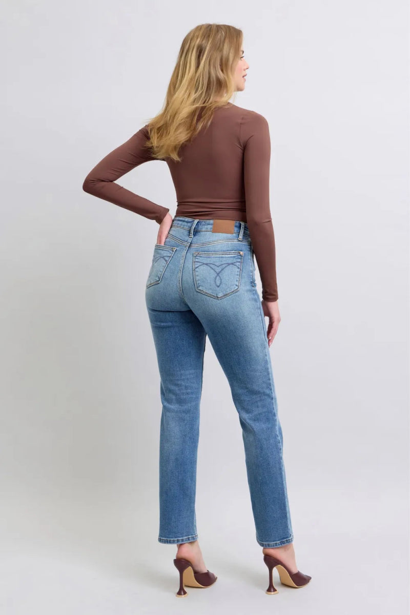 Judy Blue Vintage Wash Thermal Straight Jeans