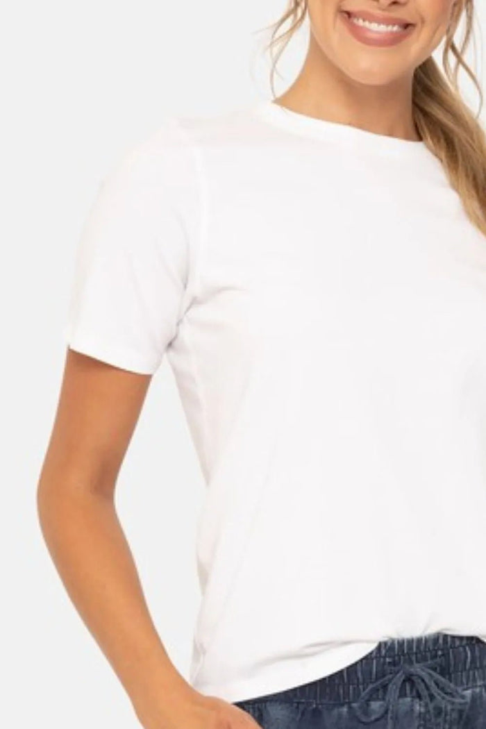 Kailey Round Neck Short Sleeve T-Shirt In White - Minnie's Treasure Boutique