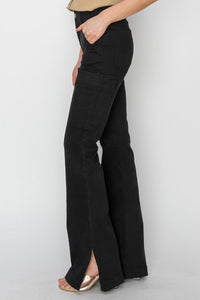 Kaley High Rise Side Slit Cargo Bootcut Jeans