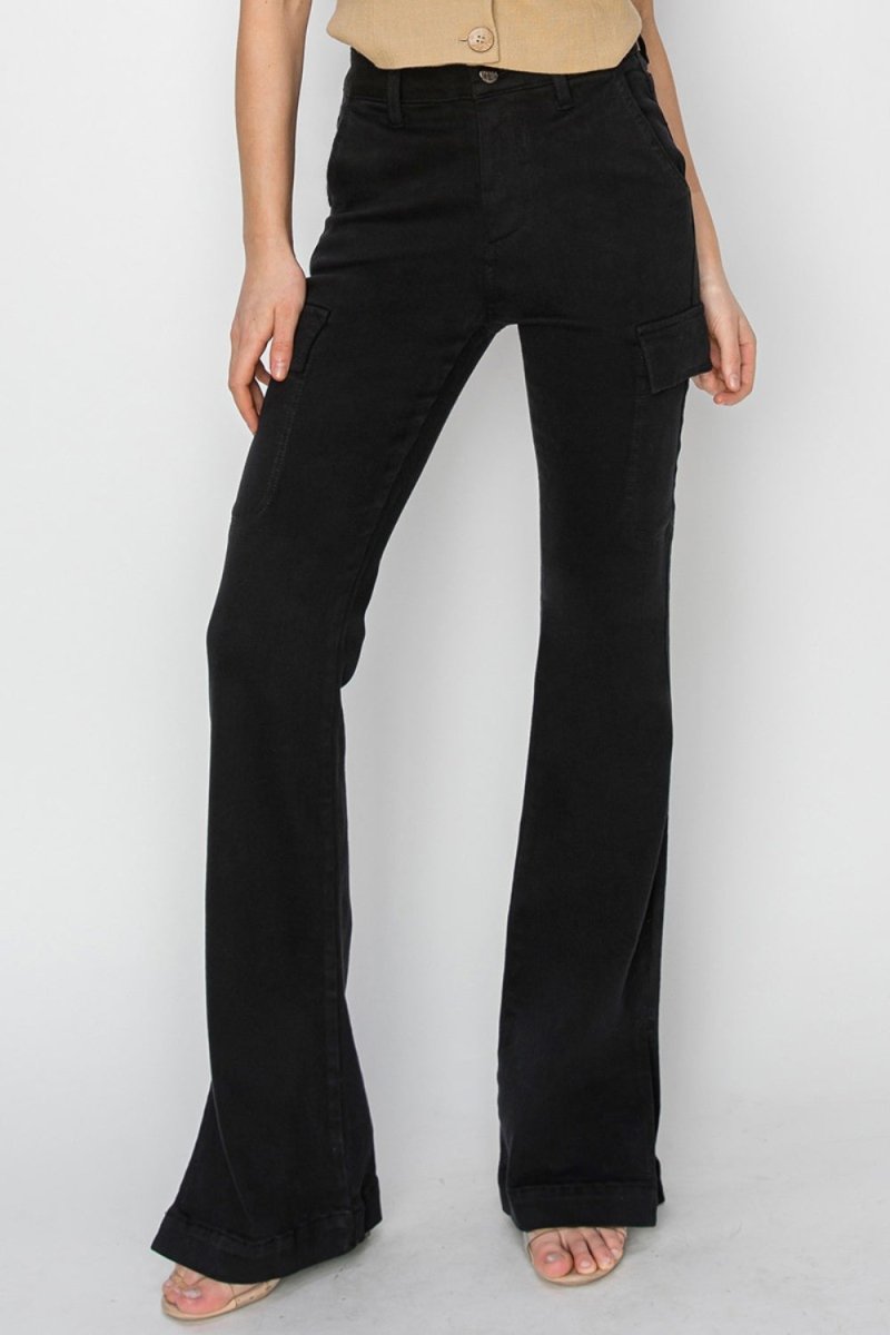 Kaley High Rise Side Slit Cargo Bootcut Jeans