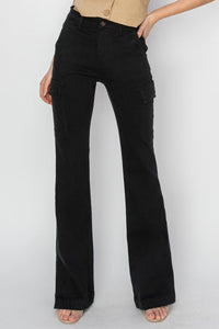 Kaley High Rise Side Slit Cargo Bootcut Jeans