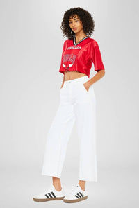 Kan Can White High Rise Cropped Jeans