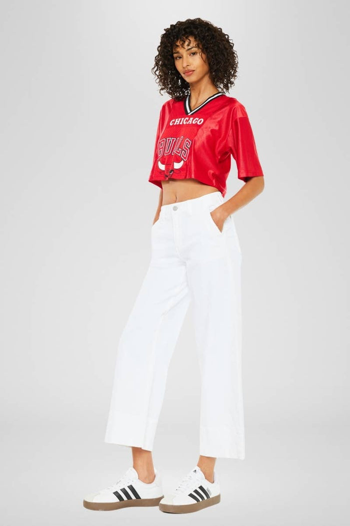 Kan Can White High Rise Cropped Jeans