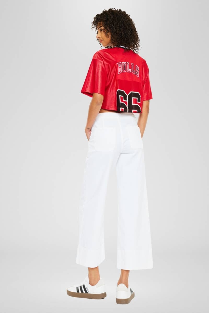 Kan Can White High Rise Cropped Jeans