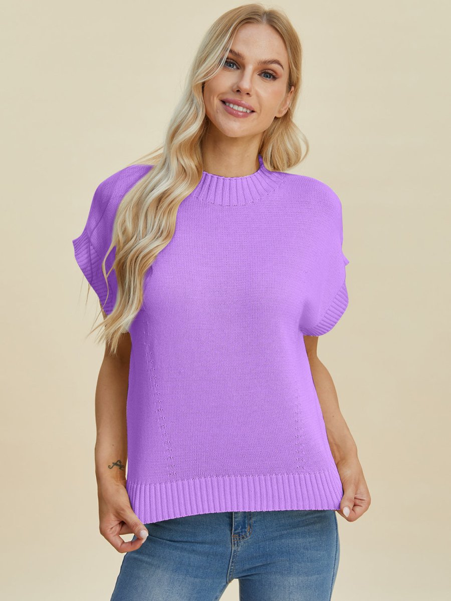 Kayla Mock Neck Short Sleeve Sweater