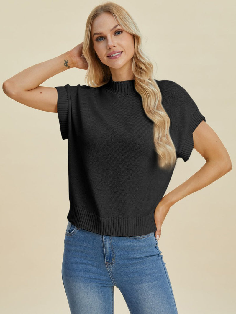 Kayla Mock Neck Short Sleeve Sweater