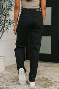 Keira High Waist Cargo Pants in Black