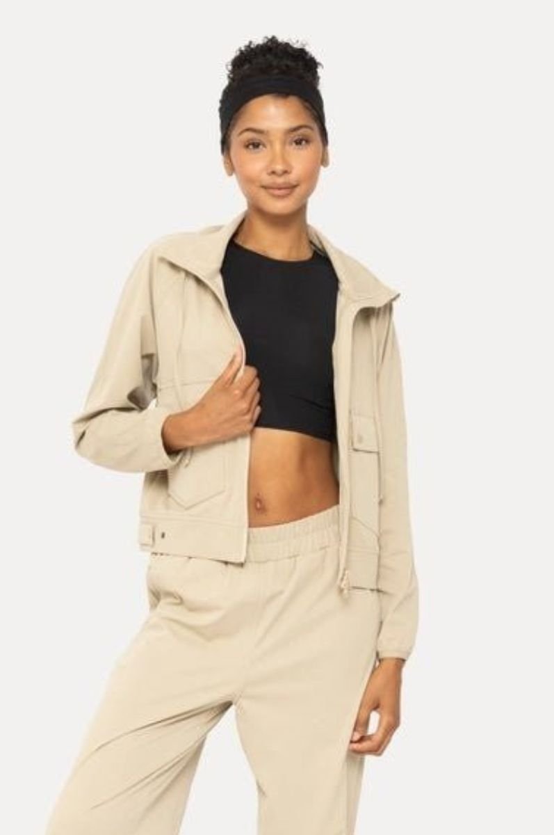 Khaki Soft Zip Up Jacket