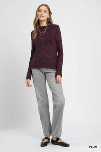 Lace Sheer Long Sleeve Top