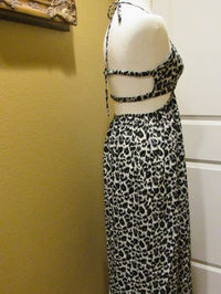 Leopard Print Cut - Out Deep V Maxi Dress