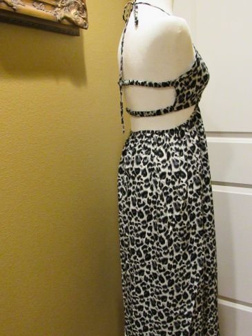 Leopard Print Cut - Out Deep V Maxi Dress