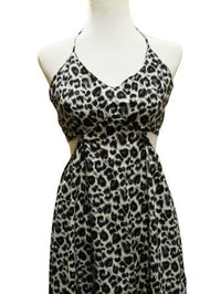 Leopard Print Cut - Out Deep V Maxi Dress