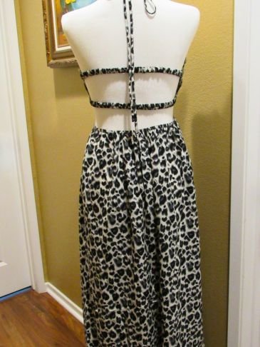 Leopard Print Cut - Out Deep V Maxi Dress
