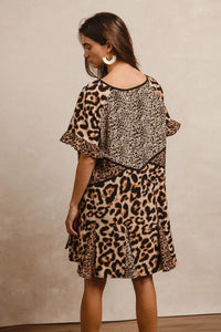 Leopard Prints Mix and Match Short Sleeves Dress - Minnie's Treasure Boutique
