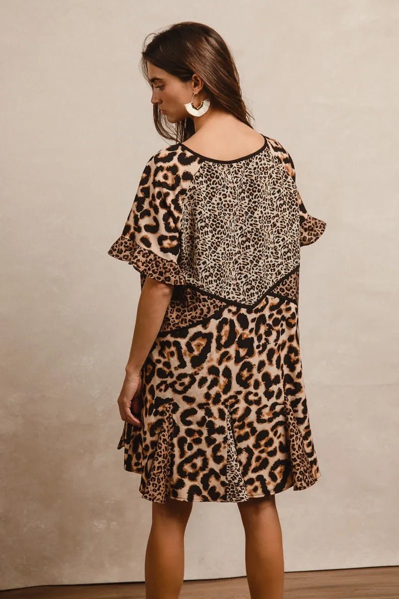 Leopard Prints Mix and Match Short Sleeves Dress - Minnie's Treasure Boutique