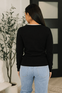 Lexi Varsity Style V Neck Top