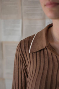 Lila Self Button Ribbed Knit Sweater