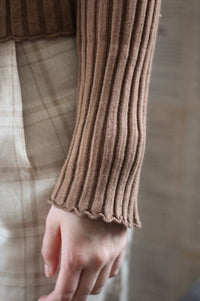 Lila Self Button Ribbed Knit Sweater