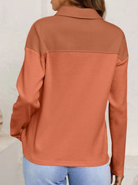 Long Sleeve Thermal Knit Polo Top - Two Colors