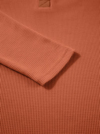Long Sleeve Thermal Knit Polo Top - Two Colors