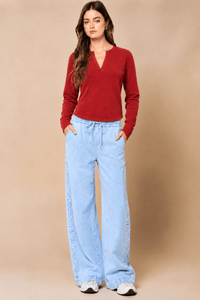 Lori Notched Knit Top