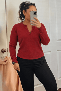 Lori Notched Knit Top