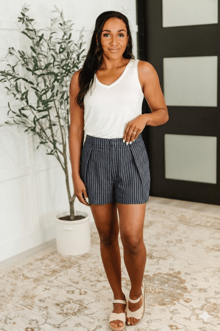 Luna Striped Navy Shorts