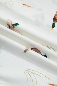 Mallard Printed Button Flap Pocket Short Sleeve Top