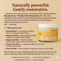 Manuka Honey+Rosehip Tallow Body Butter 9oz