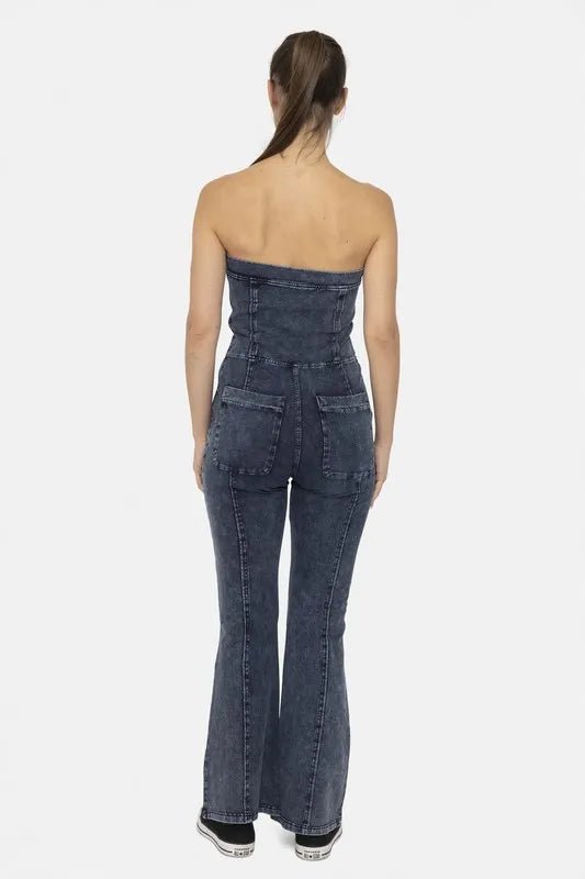 Marla Cotton Blend Strapless Flared Jumpsuit - Minnie's Treasure Boutique