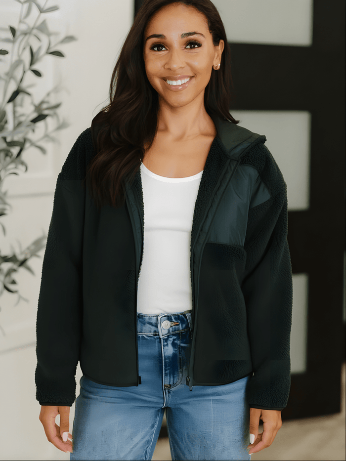 Millie Dark Green Sherpa Jacket