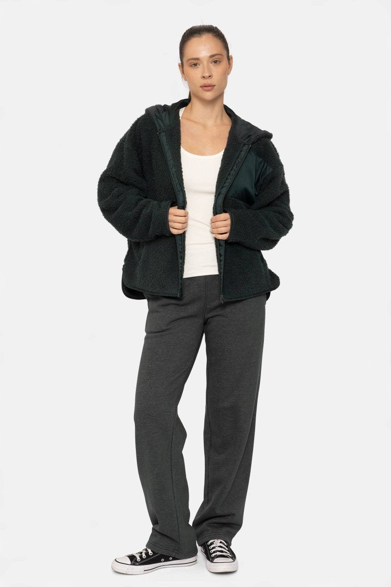 Millie Dark Green Sherpa Jacket