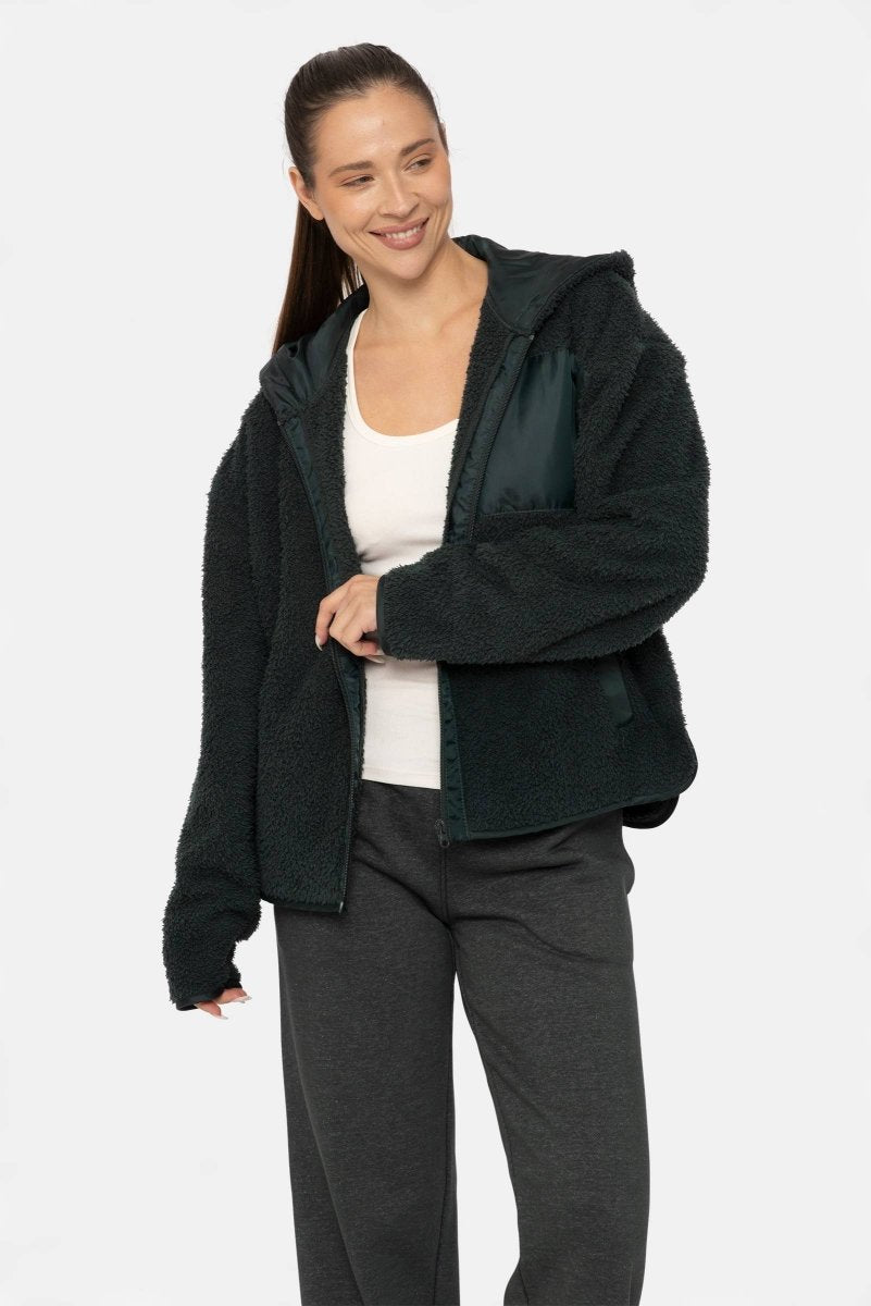 Millie Dark Green Sherpa Jacket