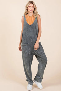 Mineral Wash Relaxed Fit Sleeveless Harem Jumpsuit