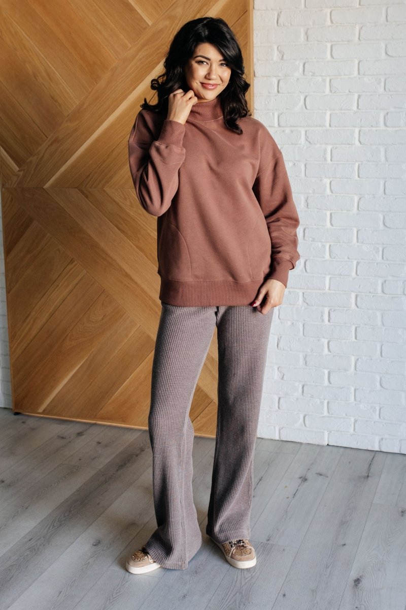 Mineral Wash Waffle Knit Pants in Brown