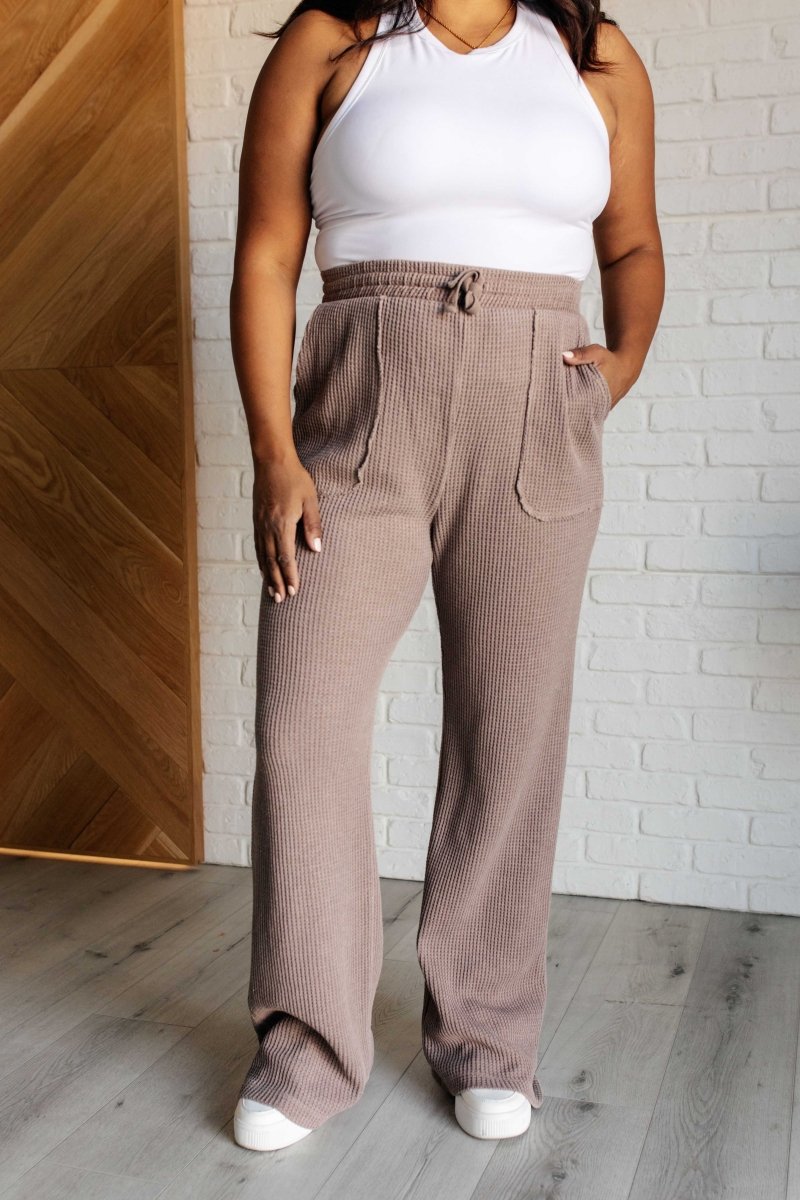 Mineral Wash Waffle Knit Pants in Brown