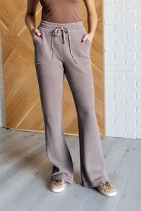 Mineral Wash Waffle Knit Pants in Brown