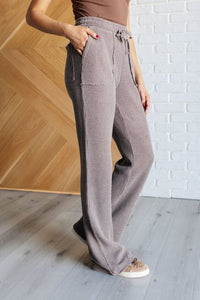 Mineral Wash Waffle Knit Pants in Brown