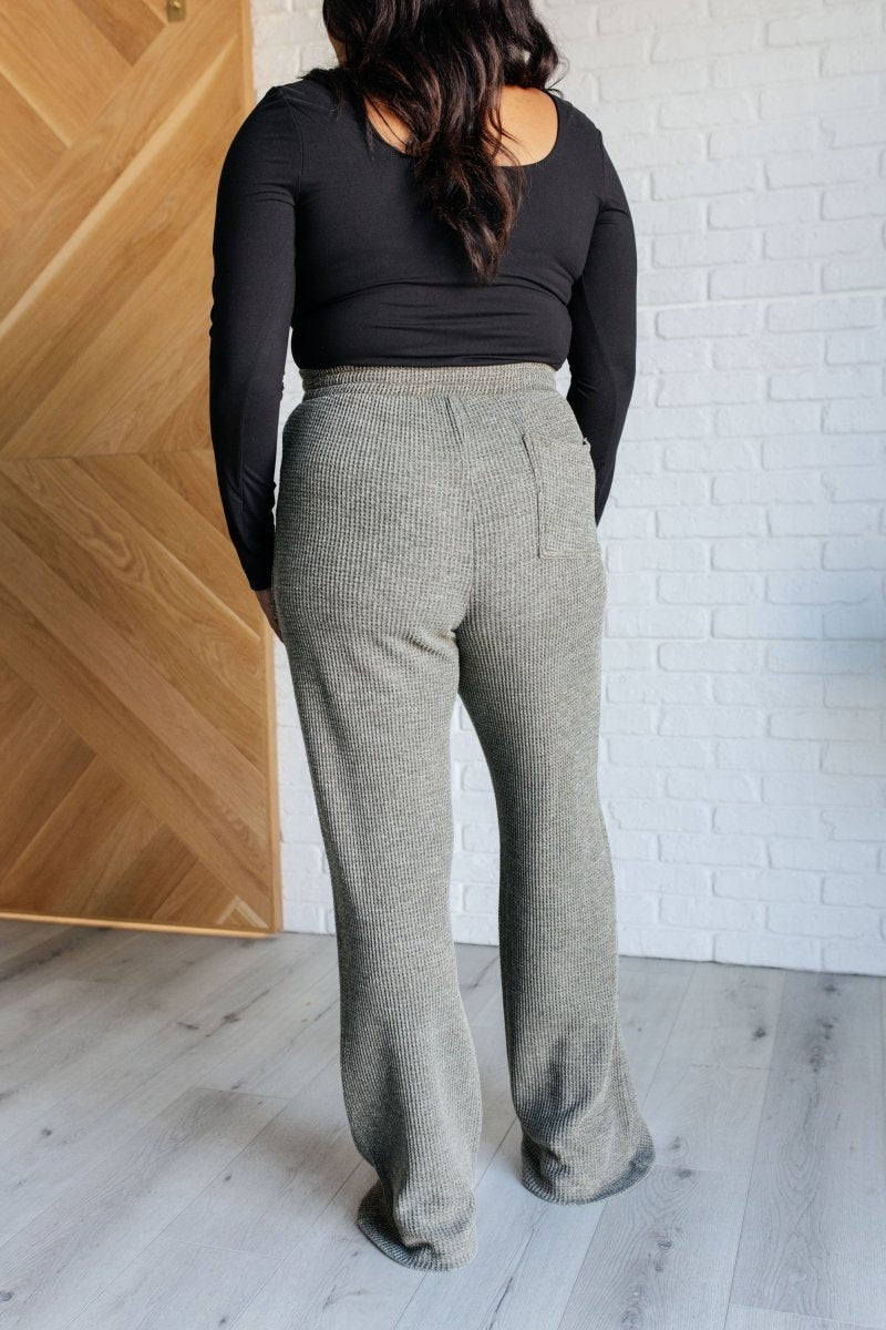 Mineral Wash Waffle Knit Pants in Olive