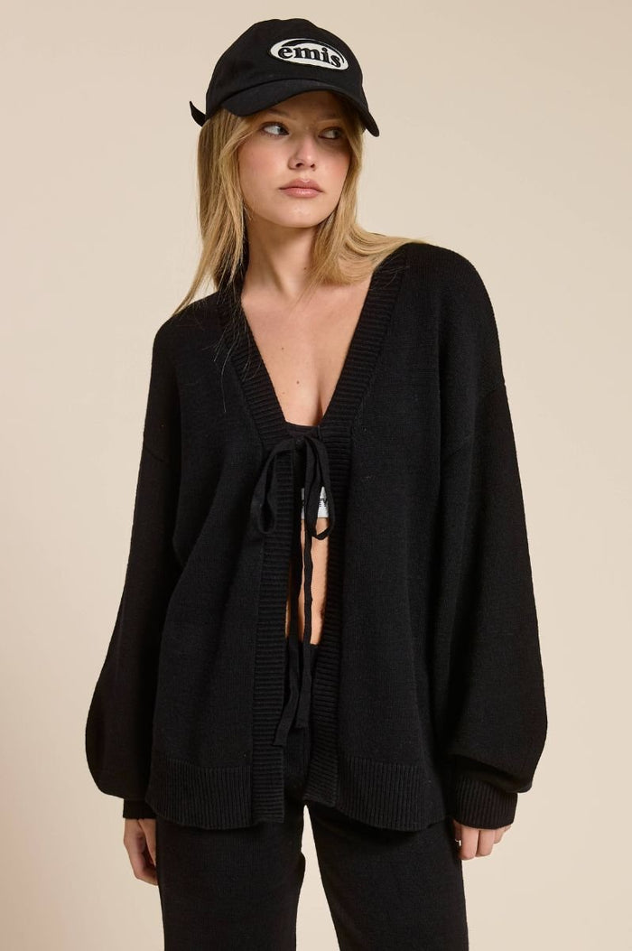 Minerva Cozy Tie Knit Cardigan