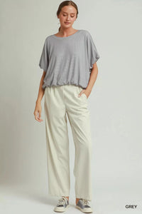 Mini Texture Checkered Bubble Hem Top