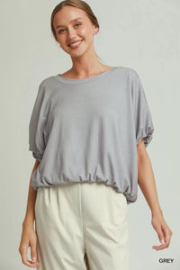 Mini Texture Checkered Bubble Hem Top