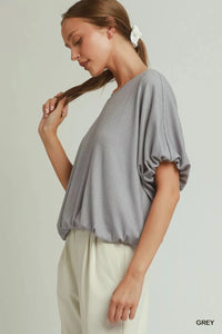 Mini Texture Checkered Bubble Hem Top