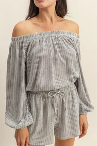 Off Shoulder Top and Shorts Set - Minnie's Treasure Boutique