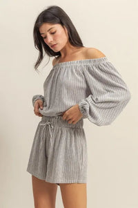 Off Shoulder Top and Shorts Set - Minnie's Treasure Boutique