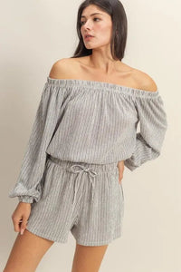 Off Shoulder Top and Shorts Set - Minnie's Treasure Boutique