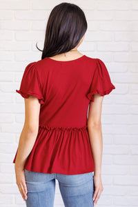 One Day Soon V - Neck Ruffle Detail Top
